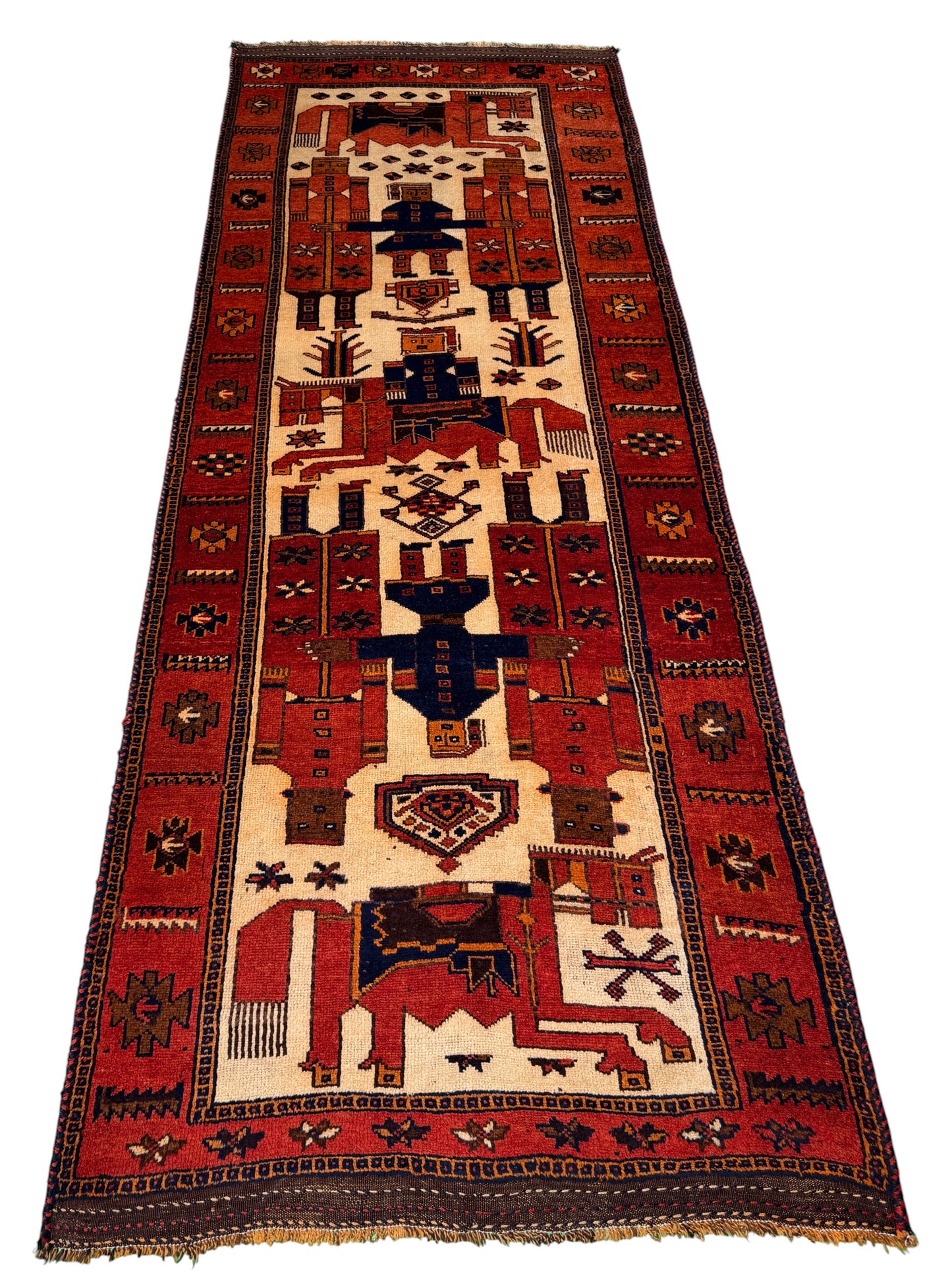 Vintage Luri Pictorial rug, West Persia,  343x135cm | Rug# 3033