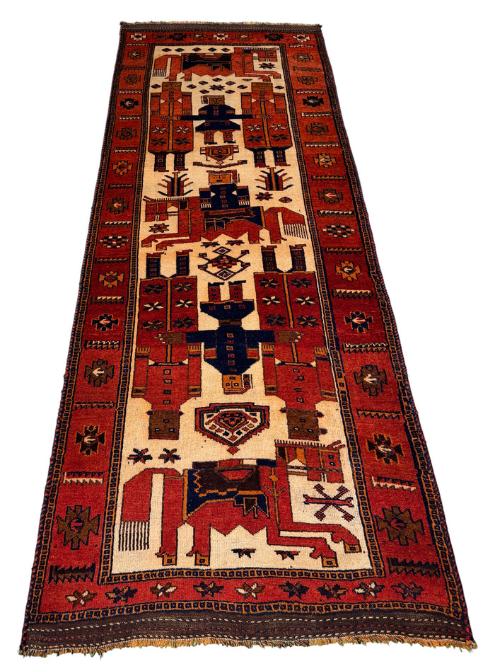 Vintage Luri Pictorial rug, West Persia,  343x135cm | Rug# 3033