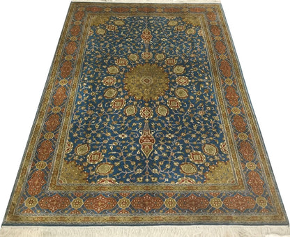 Superfine Srinagar Pure-Silk Carpet  fine weave 26/26  quality 183x125cm | Rug# 30663