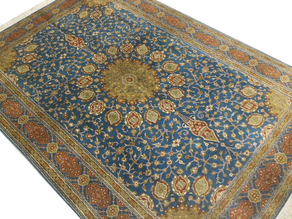 Superfine Srinagar Pure-Silk Carpet  fine weave 26/26  quality 183x125cm | Rug# 30663