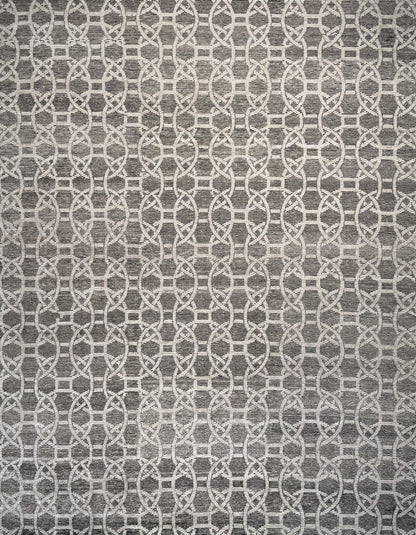Tibetan weave Indian rug woven in Himalaya wool and Tencel silk 366x275 cm|  Rug# 30703