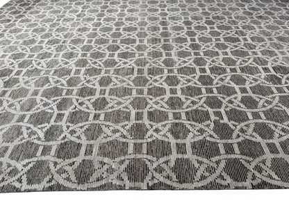 Tibetan weave Indian rug woven in Himalaya wool and Tencel silk 366x275 cm|  Rug# 30703
