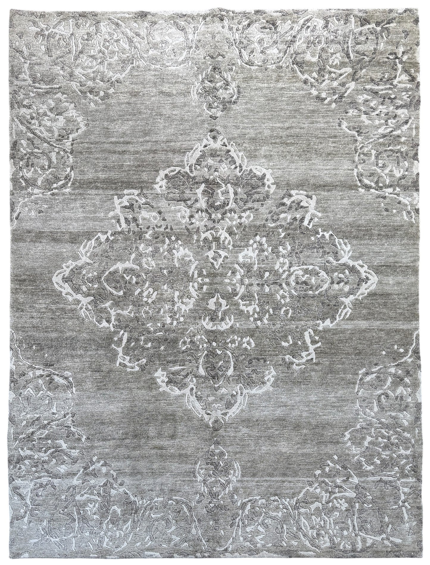 Tibetan weave Transitional design rug  Tencel silk pile  242x173cm | Rug# 30813