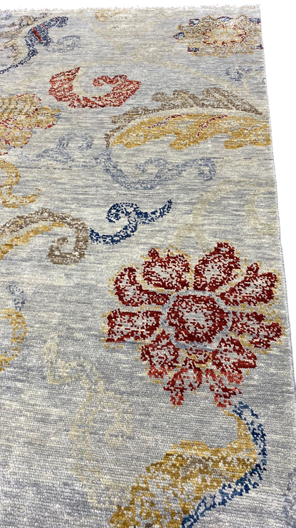 Modern Agra Wool & Sari Silk Rug 300x235 cm | Rug# 30887