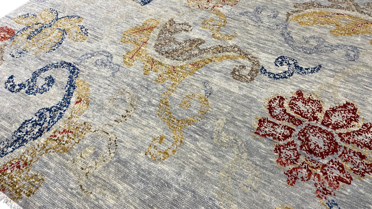 Modern Agra Wool & Sari Silk Rug 300x235 cm | Rug# 30887