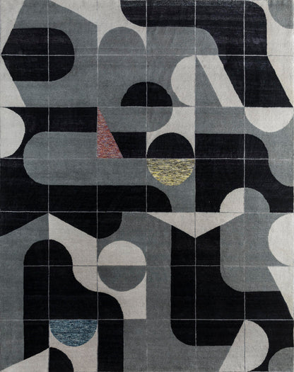 ABC designer modern rug, 100% NZ wool and Tencel silk pile  300x250 cm | Rug# 31193