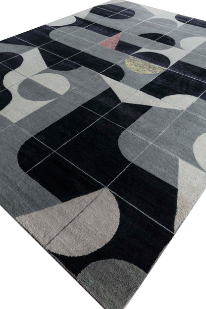 ABC designer modern rug, 100% NZ wool and Tencel silk pile  300x250 cm | Rug# 31193