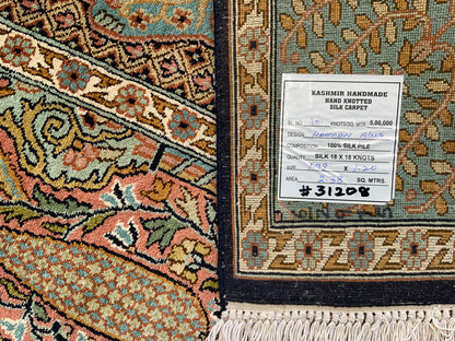 Fine Srinagar, 100% silk pile  Garden design, Kashmir 198x120cm | Rug# 31208