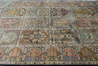 Fine Srinagar, 100% silk pile  Garden design, Kashmir 198x120cm | Rug# 31208