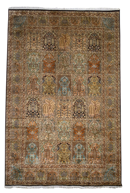Fine Srinagar, 100% silk pile on a cotton warp  316x219 cm | Rug# 31228