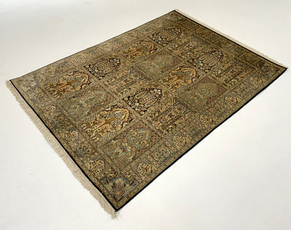 Srinagar Kashmir Pure Silk Garden Design Rug 183x129 cm | Rug# 31604