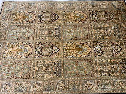 Srinagar Kashmir Pure Silk Garden Design Rug 183x129 cm | Rug# 31604