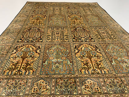 Srinagar Kashmir Pure Silk Garden Design Rug 183x129 cm | Rug# 31604
