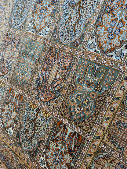 Srinagar silk carpet in 16th century Safavid Garden design 213x155cm | Rug# 31609