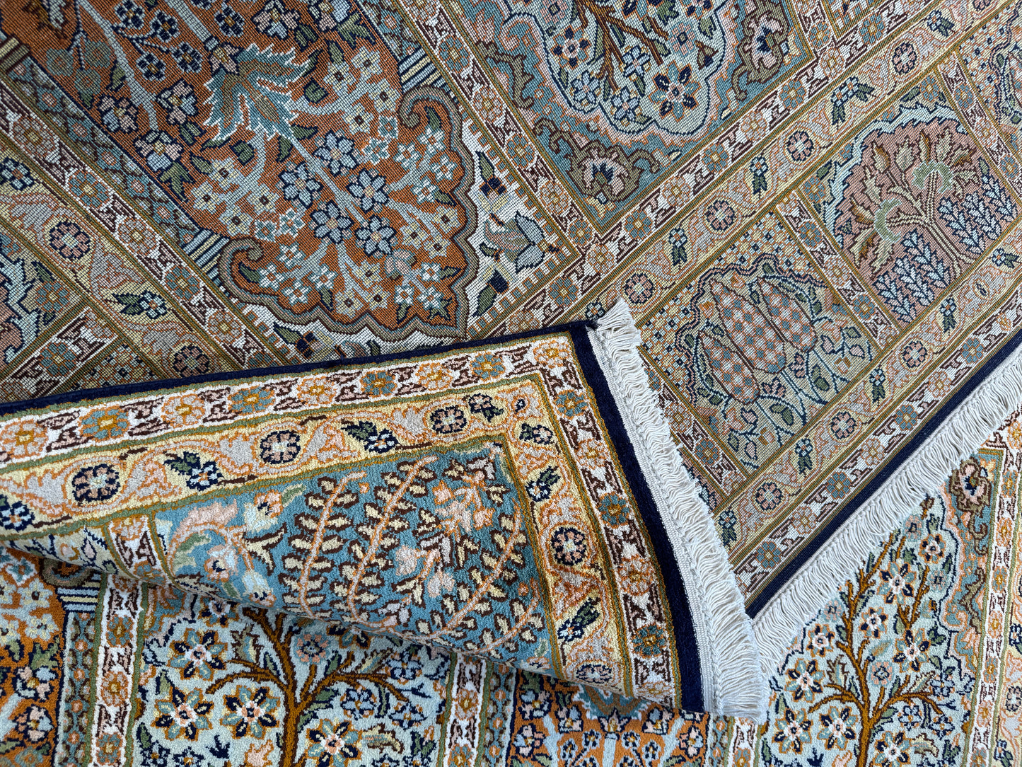 Srinagar silk carpet in 16th century Safavid Garden design 213x155cm | Rug# 31609
