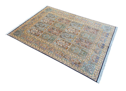 Srinagar silk carpet in 16th century Safavid Garden design 213x155cm | Rug# 31609