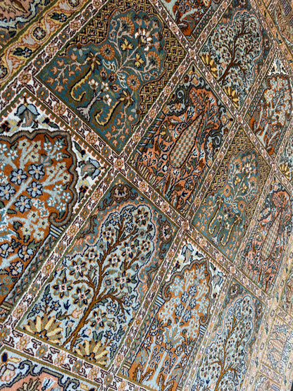Srinagar silk carpet in 16th century Safavid Garden design 213x155cm | Rug# 31609