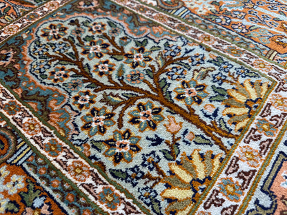 Srinagar silk carpet in 16th century Safavid Garden design 213x155cm | Rug# 31609
