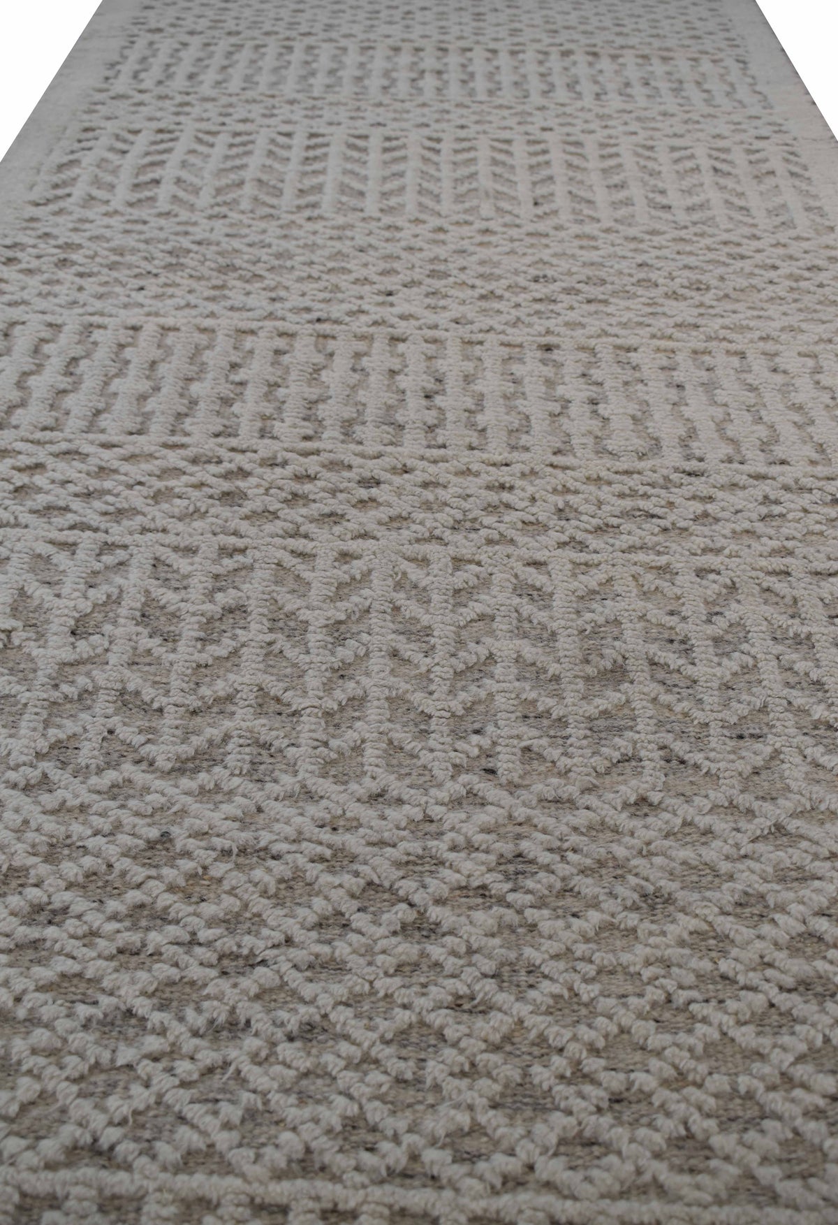 Hand-Knotted Contemporary Textured Runner Rug 367x89 cm | Rug# 31734