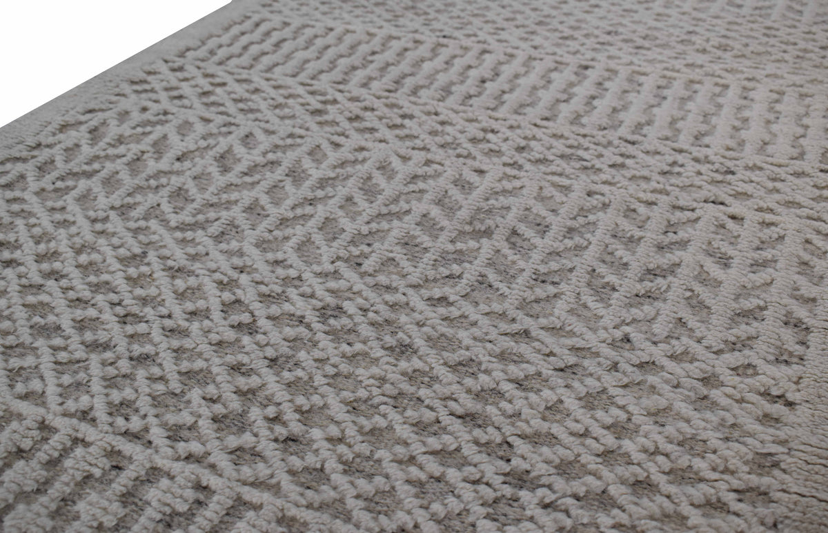 Hand-Knotted Contemporary Textured Runner Rug 367x89 cm | Rug# 31734