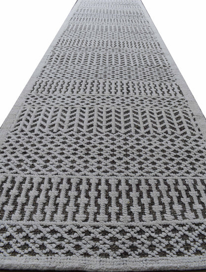 Gella-Ether Designer Textured Runner Rug 368x92 cm | Rug# 31742