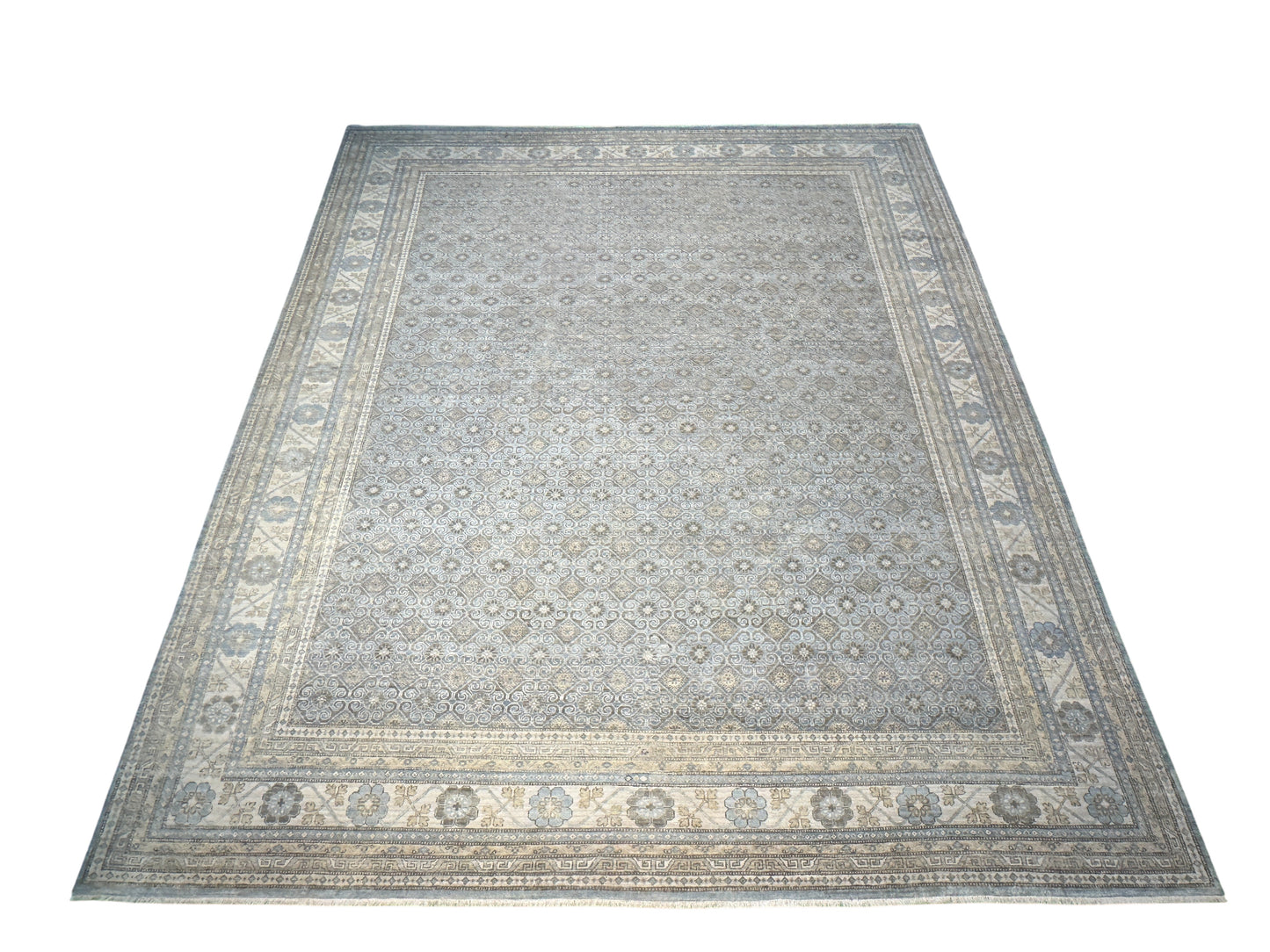 Hand Knotted antique reproduction, 19th century Khotan design  437x360 cm | Rug# 31887