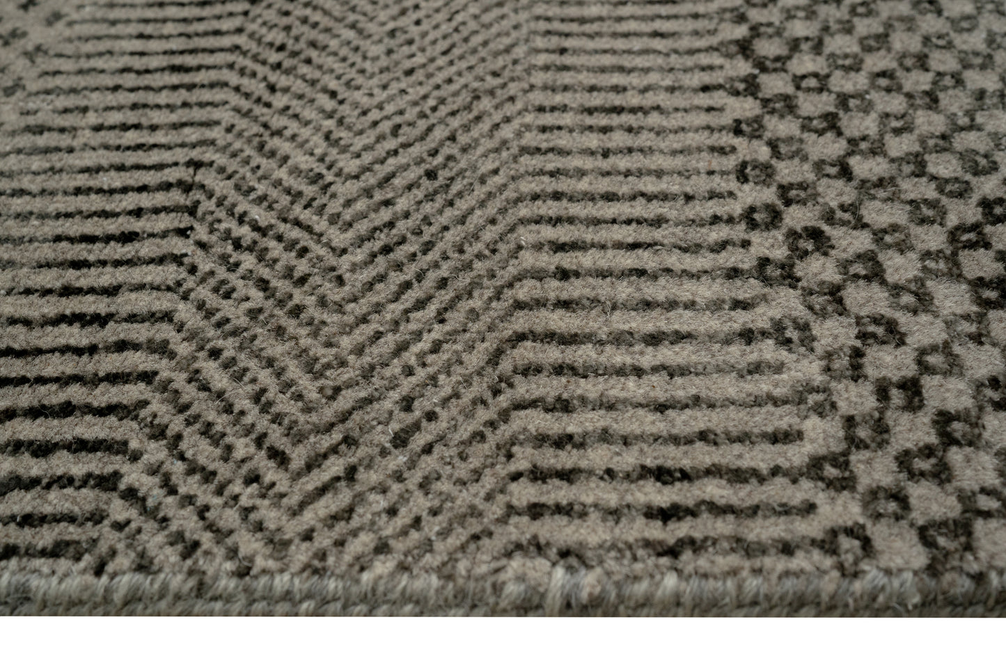Hand knotted NZ wool and silk pile 11/11 Scandi-Texture designer rug 314x244 cm | Rug #31955