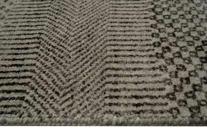 Hand knotted NZ wool and silk pile 11/11 Scandi-Texture designer rug 314x244 cm | Rug #31955