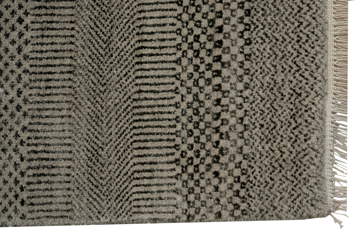 Hand knotted NZ wool and silk pile 11/11 Scandi-Texture designer rug 314x244 cm | Rug #31955