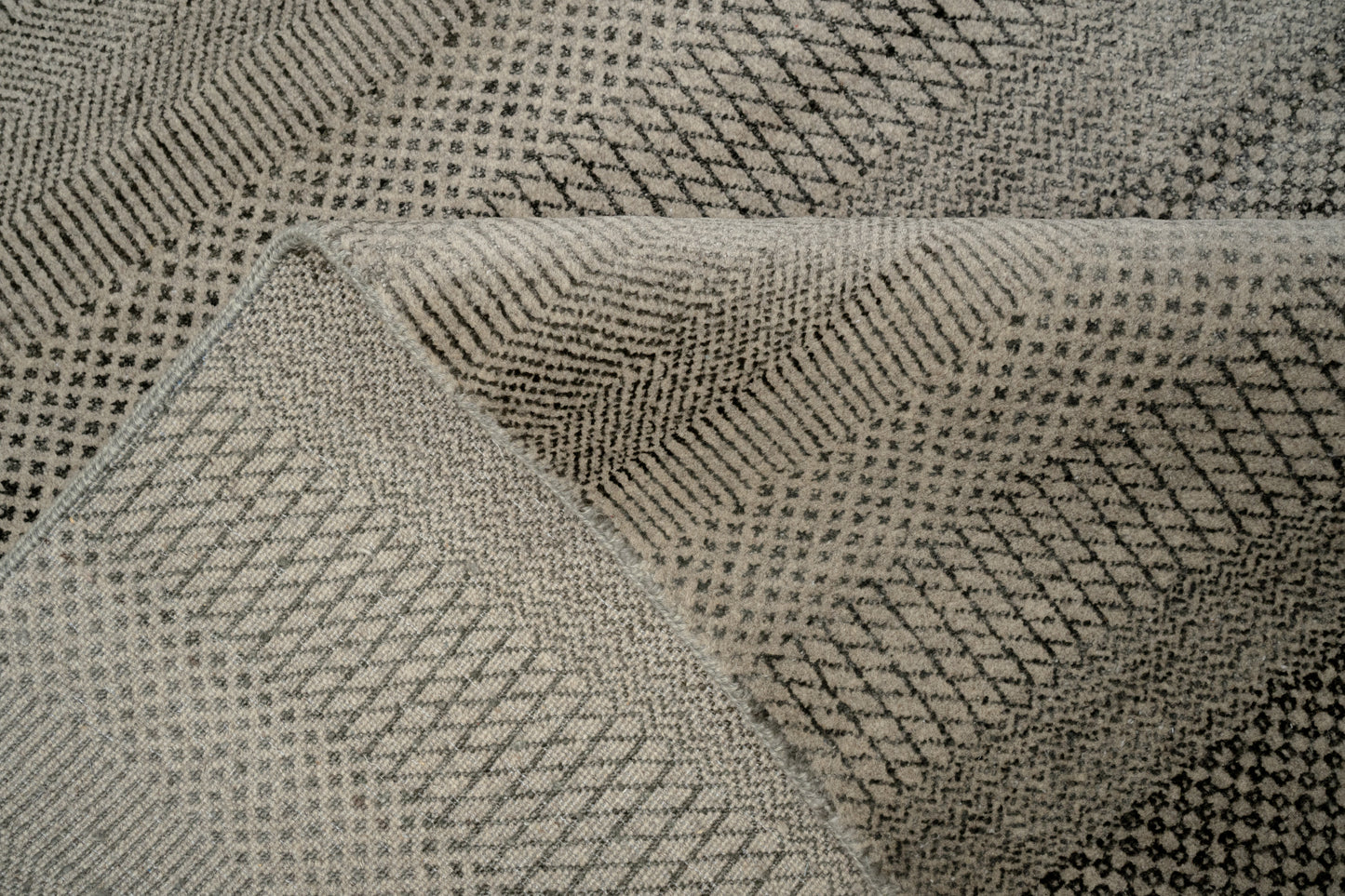 Hand knotted NZ wool and silk pile 11/11 Scandi-Texture designer rug 314x244 cm | Rug #31955