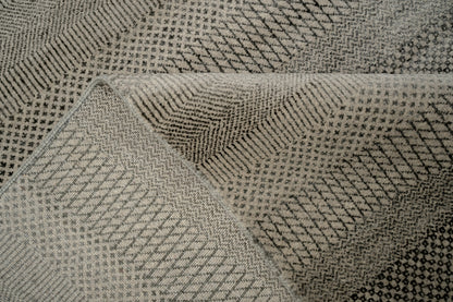 Hand knotted NZ wool and silk pile 11/11 Scandi-Texture designer rug 314x244 cm | Rug #31955