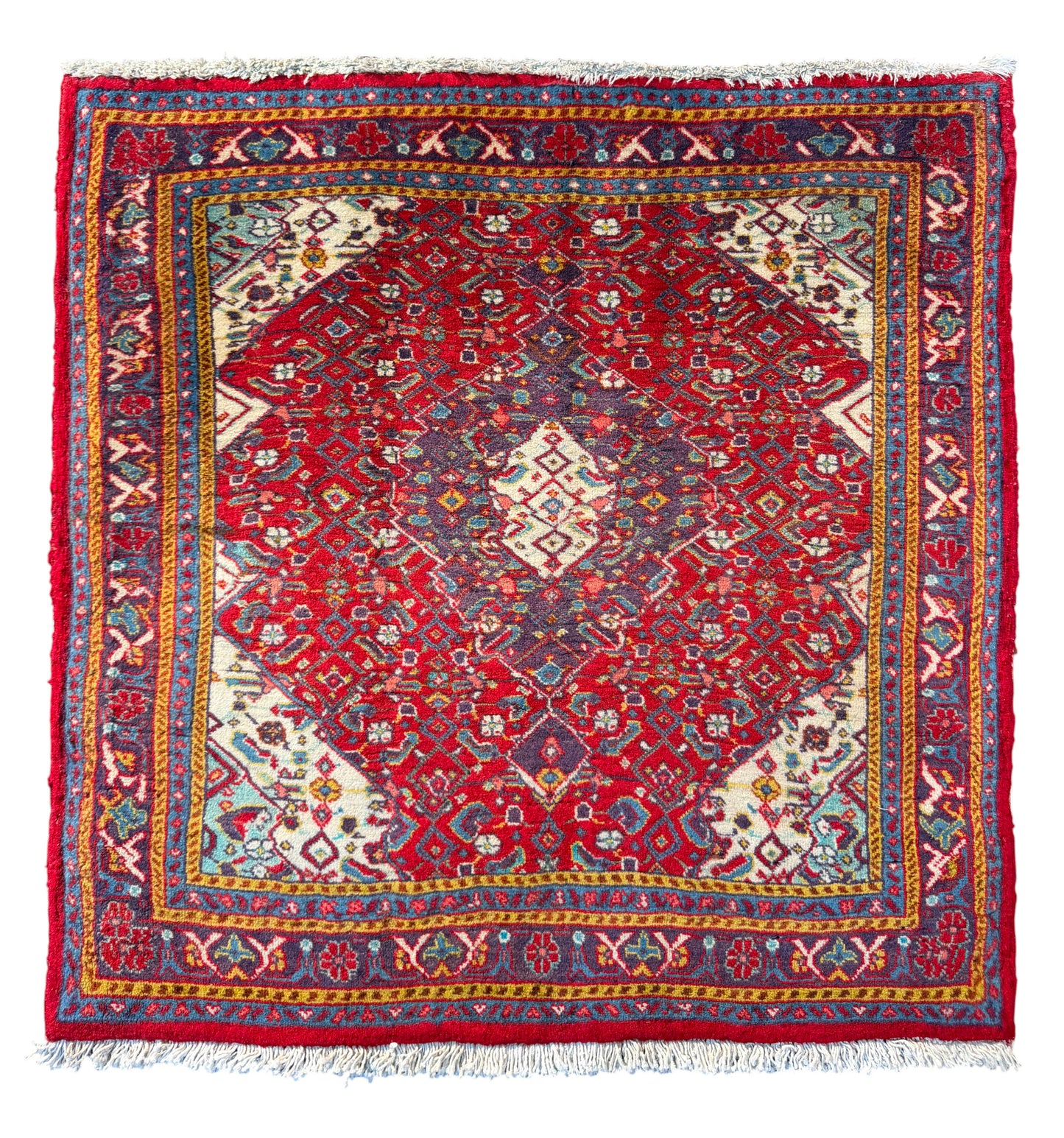 Vintage Ghaziabad Sarouk poshtie, circa 1960, Persia, 72x68cm | Rug# 3198