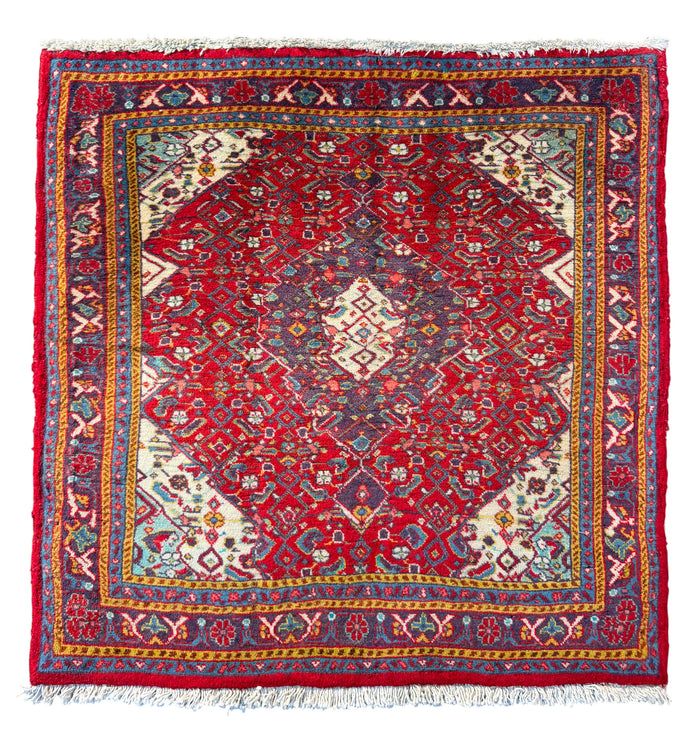 Vintage Ghaziabad Sarouk poshtie, circa 1960, Persia, 72x68cm | Rug# 3198