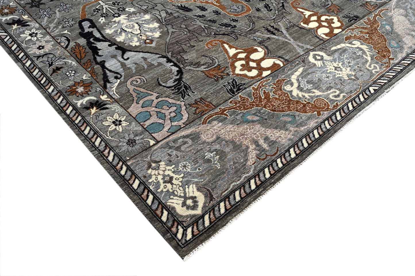 Transitional Garous, 100% handspun Gazi wool pile 202x243cm | Rug# 31998