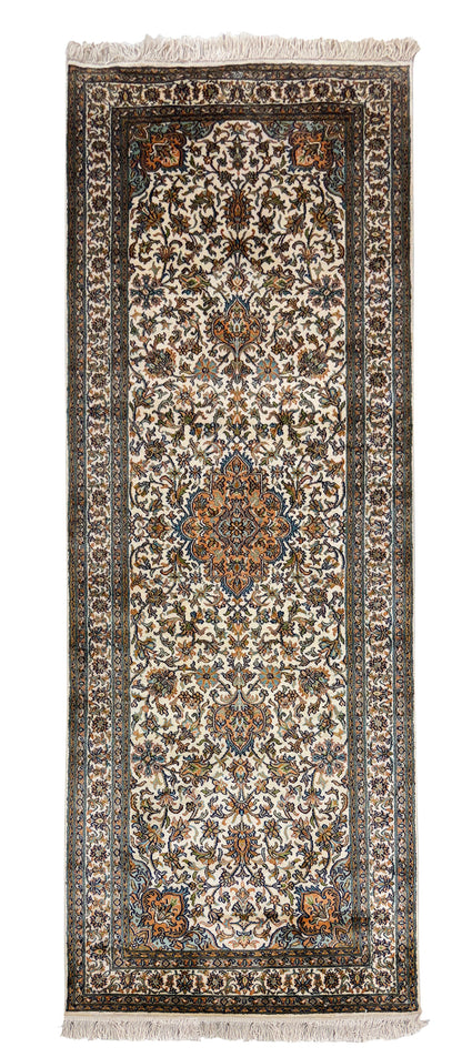 Hand-Knotted Kashmir Pure Silk Runner 218x79 cm | Rug# 32032