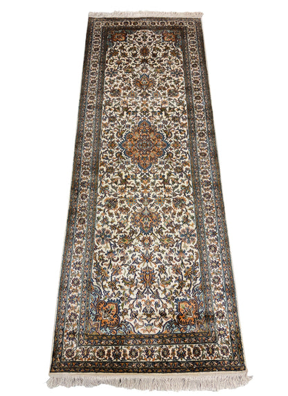 Hand-Knotted Kashmir Pure Silk Runner 218x79 cm | Rug# 32032