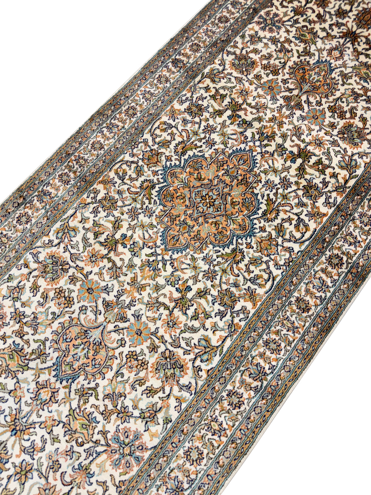 Hand-Knotted Kashmir Pure Silk Runner 218x79 cm | Rug# 32032