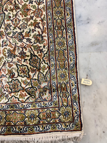 Hand knotted Kashmir pure silk  runner, 190x61cm | Rug# 32034