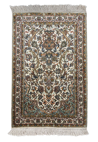 Hand knotted Kashmir pure silk pile, 95x61cm | Rug# 32037