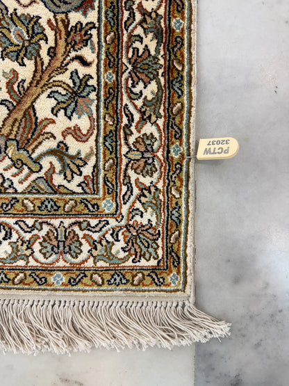 Hand knotted Kashmir pure silk pile, 95x61cm | Rug# 32037