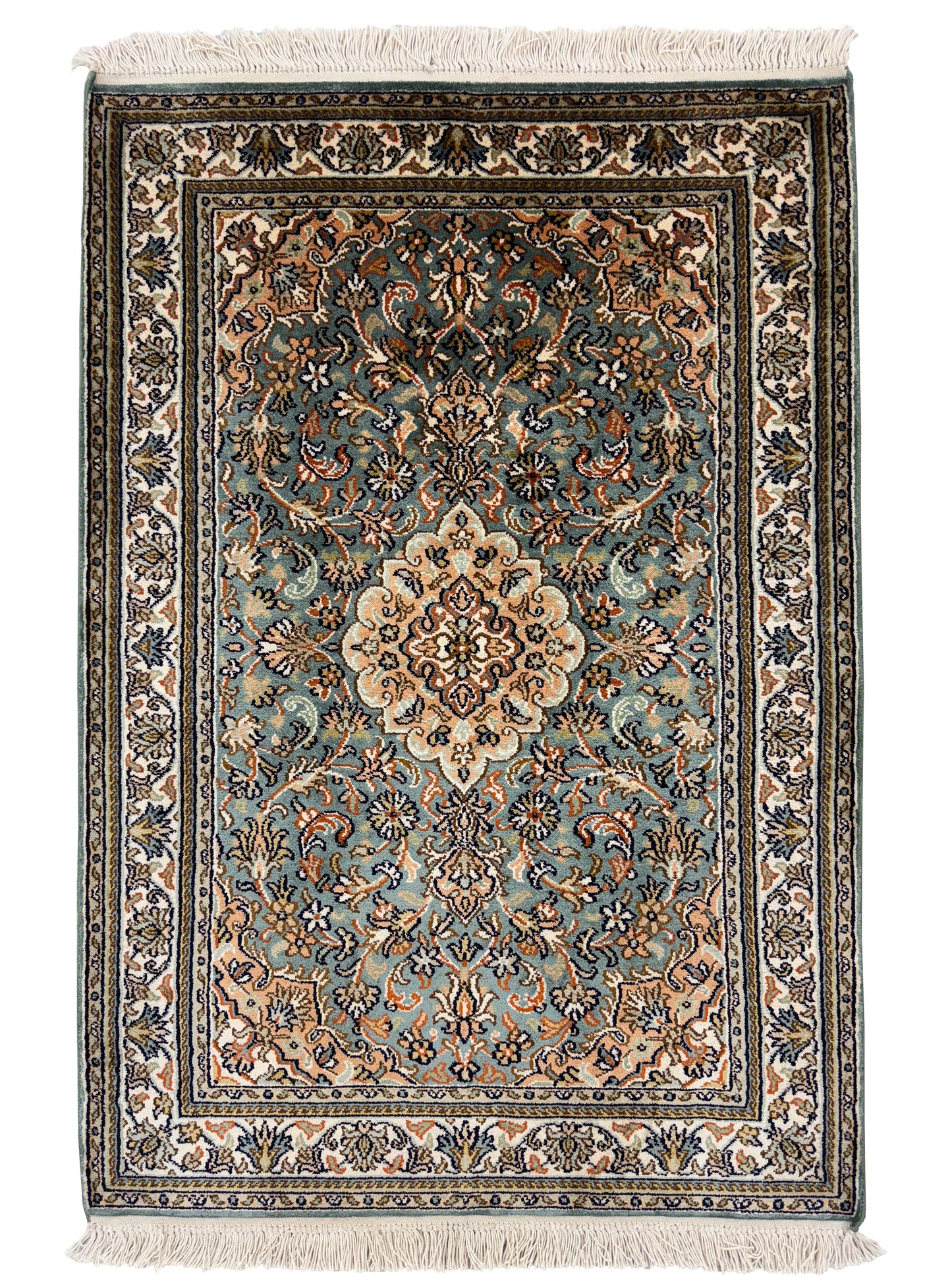 Hand-Knotted Kashmir Silk Rug 95x65cm | Rug# 32040