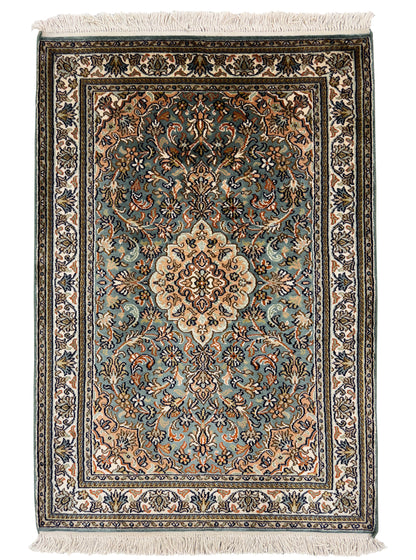 Hand-Knotted Kashmir Silk Rug 95x65cm | Rug# 32040