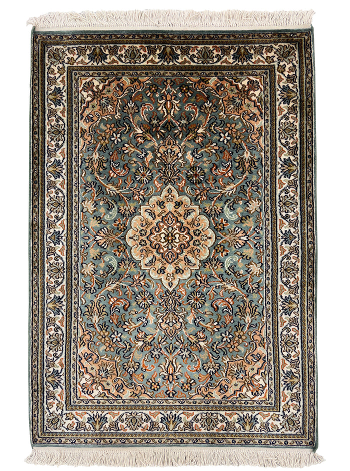 Hand-Knotted Kashmir Silk Rug 95x65cm | Rug# 32040