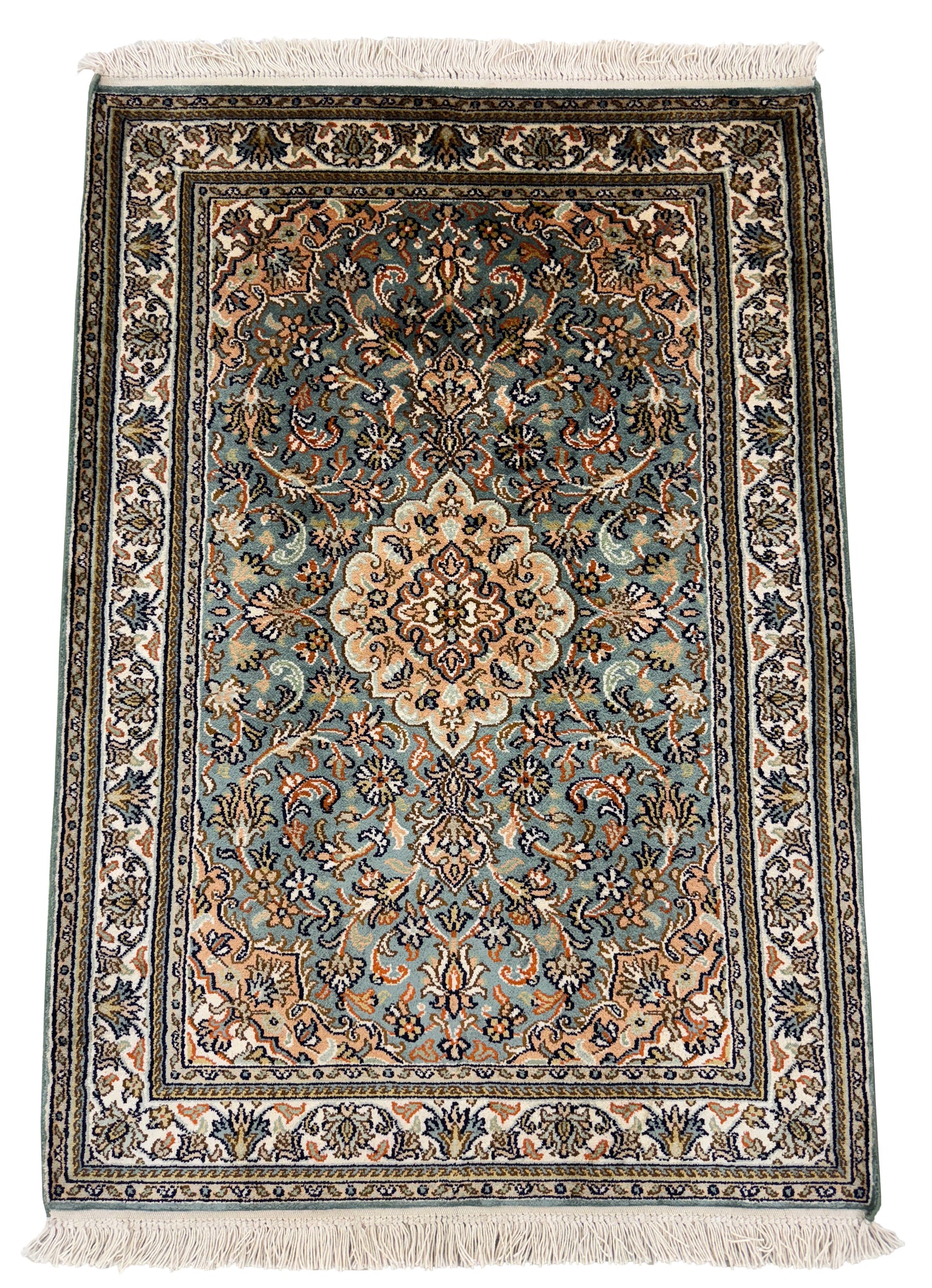 Hand-Knotted Kashmir Silk Rug 95x65cm | Rug# 32040