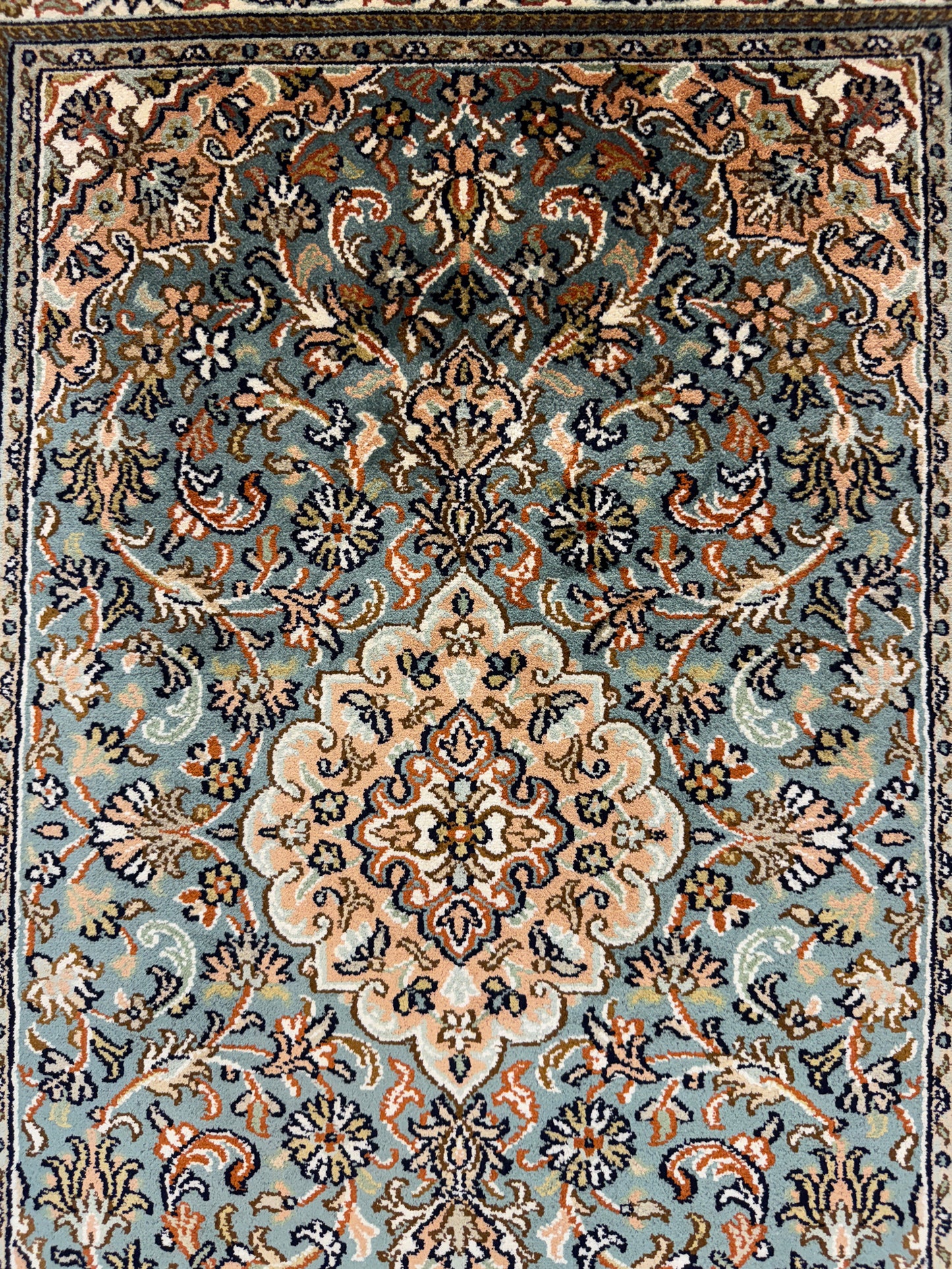 Hand-Knotted Kashmir Silk Rug 95x65cm | Rug# 32040