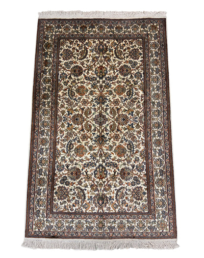 Hand knotted Kashmir pure silk pile rug, 155x94cm | Rug# 32043