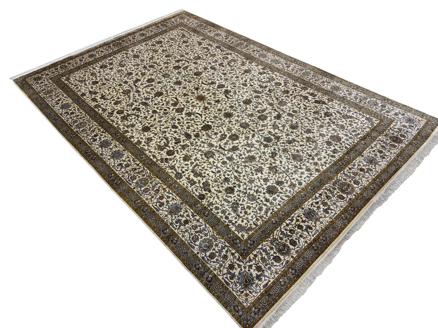 Oversize Superfine 24/24 pure silk Kashmir carpet 429x300cm | Rug# 32064