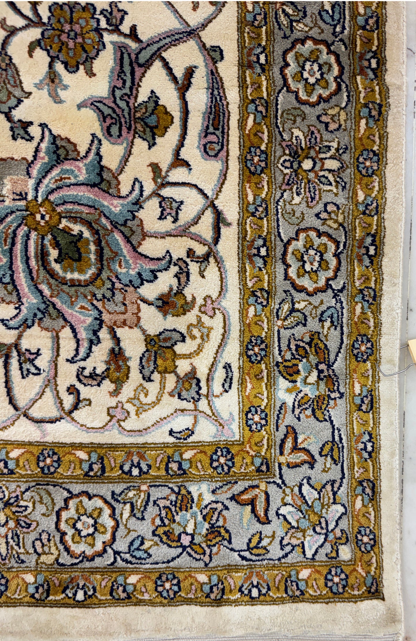 Oversize Superfine 24/24 pure silk Kashmir carpet 429x300cm | Rug# 32064