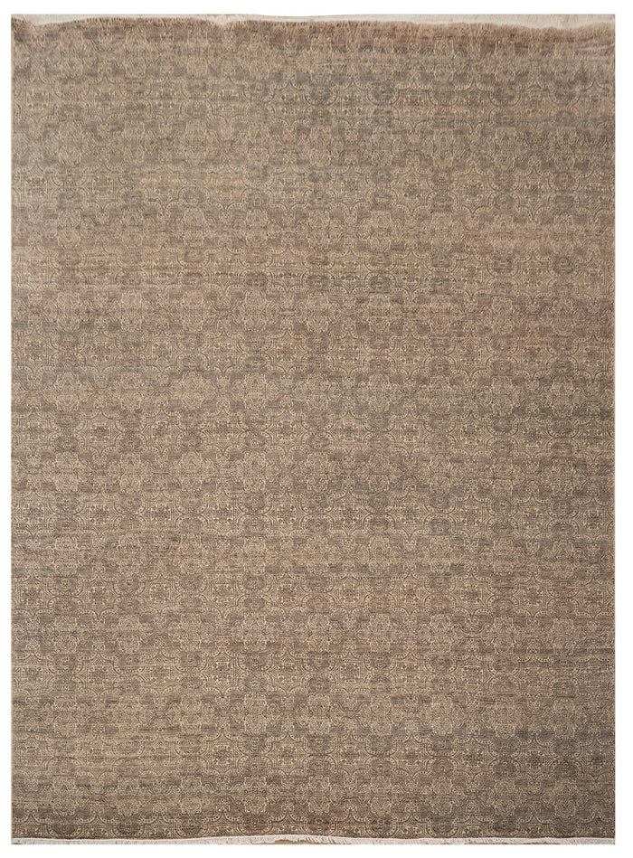 Hand knotted custom-made Transitional classic carpet in wool & silk, 424x304 cm | Rug#32074