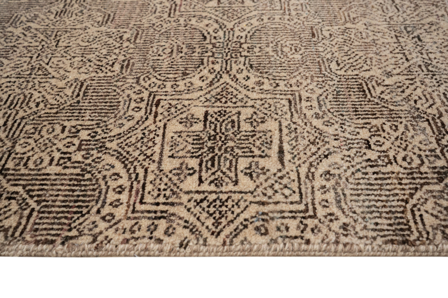Hand knotted custom-made Transitional classic carpet in wool & silk, 424x304 cm | Rug#32074